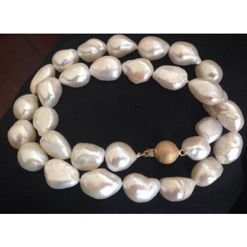 Elegant 12-13mm south sea baroque white pearl necklace 18inch