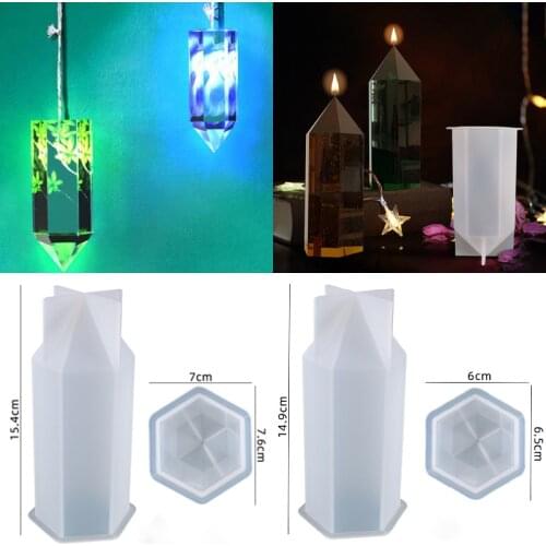 Diy Hexagonal Cone Cylinder Resin Mould Crystal Epoxy Show Crafts Silicone Molds for Making Led Lightshow Home Decoration