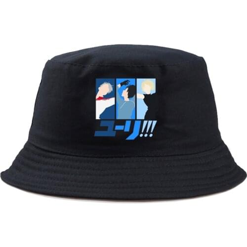 Japanese Anime Yuri on Ice Bucket Hats men women fishing cap casual out sunscreen Fisherman Panama Hip Hop Cap