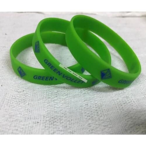 Custom Green Wristbands Logo Text Design Print Cheap Promotion Gift Silicone Rubber Wristband Bracelet