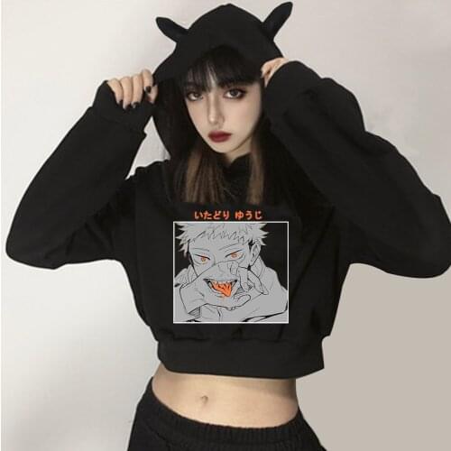 Jujutsu Kaisen Xs-2xL Short Hoodie Autumn Winter 2021 Loose Large Size Korean Style Sweatshirt
