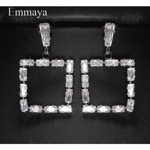 Emmaya Classical Geometry Shape Design Earring Shiny Cubic Zircon Three Colors Jewelry Women Elegant Party Dress-Up
