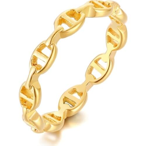 Mariner Anchor Link Chain Ring for Women Girls Stainless Steel Stackable Jewelry