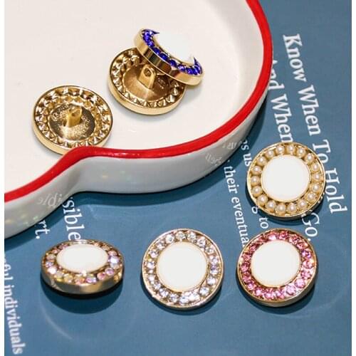 10Pcs 20mm Diamond pearl Round button Metalen Decoratieve Knop Jas Parel Legering Hoge-Voet Gesp Diy Kleding Accessoires