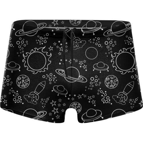 Summer mans Cartoon Astronaut Space Ship Beach Swimwear Shorts adult Swimming Trunks Swimsuit Summer Swim Wear Printed Trunks