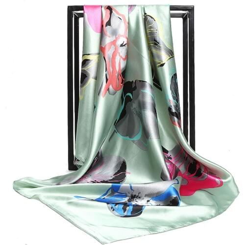 Fashion Head Silk Scarf Women Luxury Designer Shawl Bandana Female Elegant Foulard 90x90cm Large Square Scarves Muslim Hijab