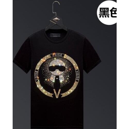 Fashion Streetwear Man Clothing Rhinestone T-shirt Summer Casual Men T shirts Male Short Sleeve Tops