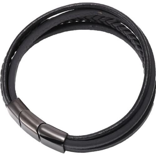 2021 Retro Metal Leather Bracelets For Men Vintage Handmade Bangles Homme Male Jewelry Punk Rock Modern Bracelet