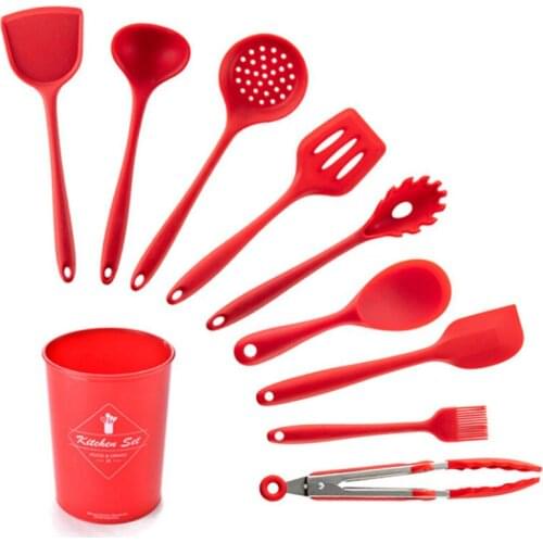 3/4/6/9PCS Silicone Kitchenware Non-stick Cookware Cooking Tool Spatula Ladle Egg Beaters Shovel Spoon Soup Kitchen Utensils Set