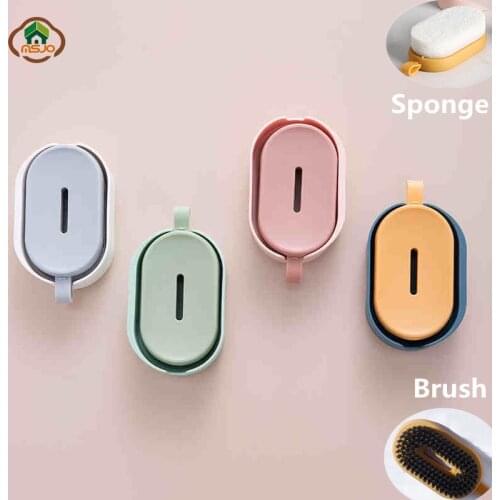 MSJO Kitchen Cleaning Sponge Brush Nordic Style Wall Mounted Bathroom Soap Tray Household Shoes Brush Washing Dishes Kitchen Acc