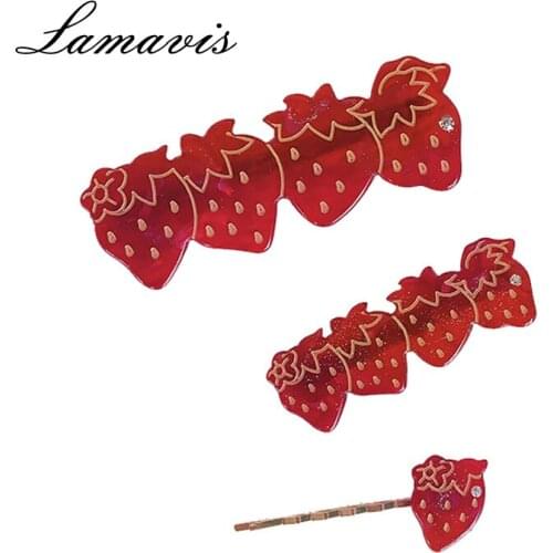New Hairpin Net Red Strawberry Hairpin Cute Girl Side Clip Simple And Sweet Word Clip Trend Fruit Bangs Hairpin Hair Accessories