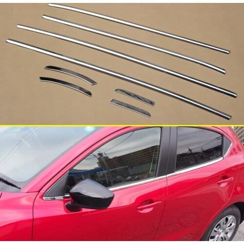 Stainless Steel Door Window Trims For Mazda 2 Demio 2015 2016 2017 2018 DJ DL Accessories Mazda2 Hatchback Sedan