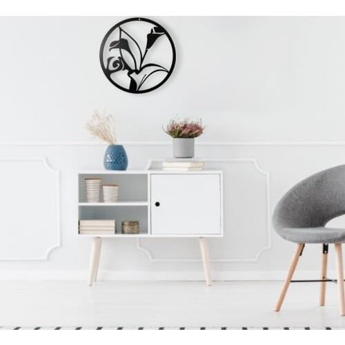 Hanging Art decoration hollow Metal black tree/lily flower wall hanging ornament living room bedroom yard stake ornament