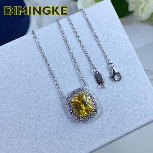 Luxury 10*12MM Yellow High Carbon Diamond Necklace 100%-S925 Silver Jewelry Wedding Party Birthday Gift