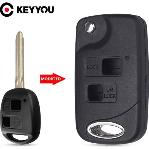 KEYYOU Replacement Folding Flip 2 Button Remote Key Shell Fob For Toyota Avensis Avalon Camry Corolla Echo RAV4 Prado