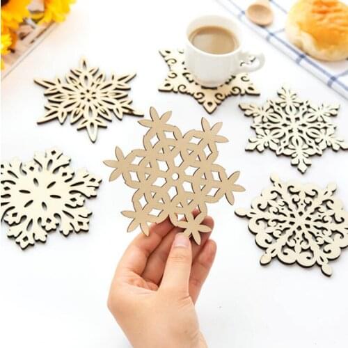 Snowflake Wood Coasters Drink Tea Cup Mat Dinner Placemats For Table Decorations Gifts LX1754
