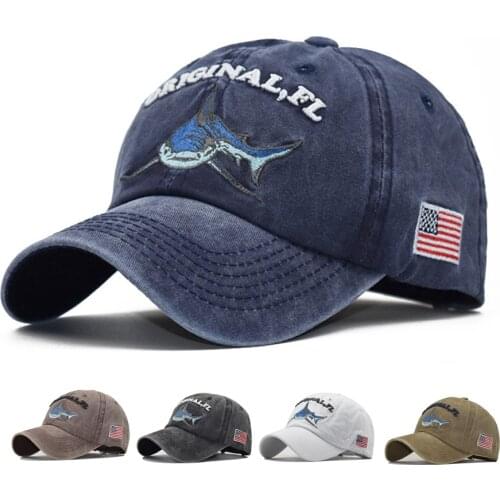 Sport Baseball Cap Men Women Washed Cotton Do Old Hats Embroidered Letter Shark Pattern Fitted Caps Snapback Hat Fashion Gorras