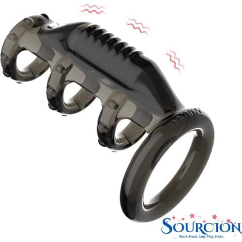 SWT G Spot Stimulator Vibrator Cock Sleeve Penis Vibrating Ring Ejaculation Delay Strap On Dildo Dick Enlargement Extender