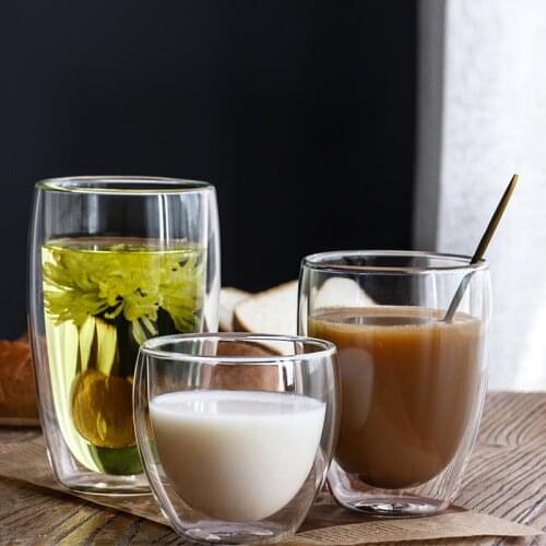 80/250/350ml Heat-Resistant Double Wall Glass Beer Coffee CupTransparent Drink Drinkware Tumbler Cups Cocktail Vodka Wine Mug