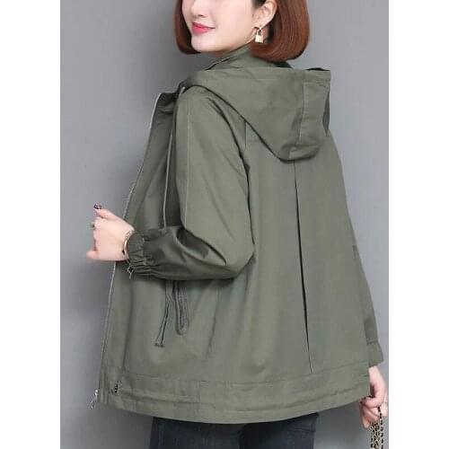 Womens Jacket Streetwear Casual Zipper Windbreaker Coat Loose Long Sleeve Hooded Outwear Ladies Office Work Spring Autumn Coat