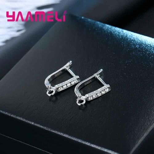 20PCS(10 Pairs) Genuine 925 Sterling Silver Hook Earring Ear wire DIY Jewelry Cubic Zircon Finding Accessories For Women