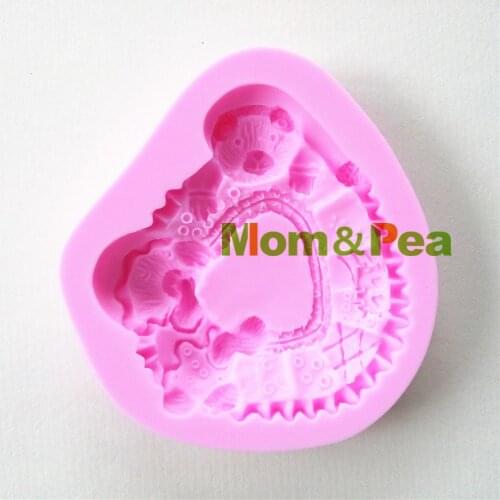 Mom&Pea 0865 Free Shipping Bear Sleeping Shaped Silicone Mold Cake Decoration Fondant Cake 3D Mold Food Grade