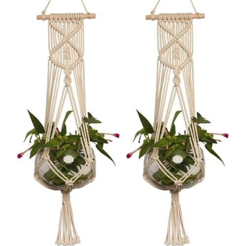 1pc Handmade Rope Large-sized Plant Hanger Basket Pots Holder Fine Hemp Rope Net Flower Pot Plant Lanyard plant pots decorative