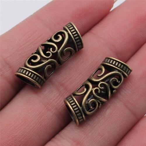 10pcs Hollow Hair Braid Dreadlock For Jewelry Making 10x10x25mm Antique Bronze Color Jewelry Accessories