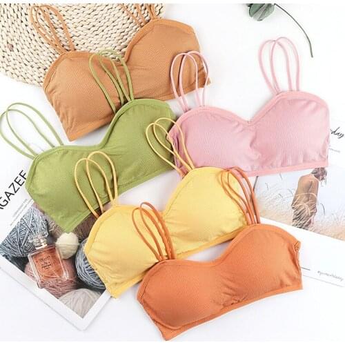 2021 New Elastic Gathering Bralette Push Up Bra Summer Anti-light Korean Style Wild Tube Top Sexy No Rims Bra