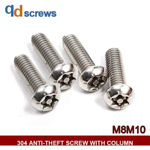 304 M8M10 anti-theft screw with column non-self-tapping round six-lobe head stainless steel screw