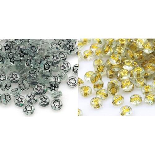 4*7mm New High Quality Star Moon Mixed Acrylic Round Flat Loose Beads Charm DIY Bracelet Necklace Jewelry Accessory