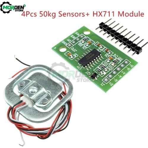 4pcs 50KG Human Scale Body Load Cell Resistance Strain Weight Sensor + HX711 Module Pressure Sensors Measurement Load Cell