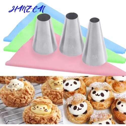 4PCS Round Tips Cream Cupcake Pastry Nozzles Fondant Cake Decorating Icing Piping Tips Baking Tools Cake Decorating Tool