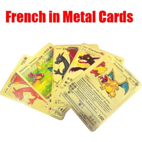 5PCS/Set Pokemon Metal Card Charizard Game Battle Collection Transparent Cards Holders V Vmax Cards Christmas Gift For Kids