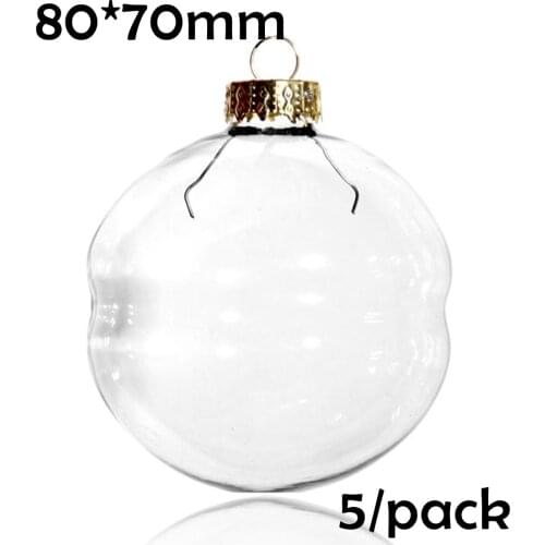 Promotion - DIY Paintable Clear Christmas Decoration Ornament 80mm Glass Bell, 5/Pack