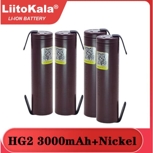 Liitokala 100% New HG2 18650 3000mAh Rechargeable battery 18650HG2 3.6V discharge 20A Power batteries + DIY Nickel