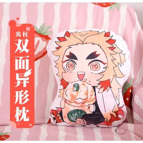 Anime Demon Slayer Rengoku Kyoujurou Plush Doll 45cm Double sided Pillow Cosplay Kawaii Cartoon Accessories