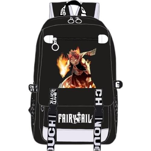 Anime Fairy Tail Happy Cat USB Charging Backpack Lucy Natsu Boys School Bag Men Women Teenager Laptop Shoulders Bags Bookbag