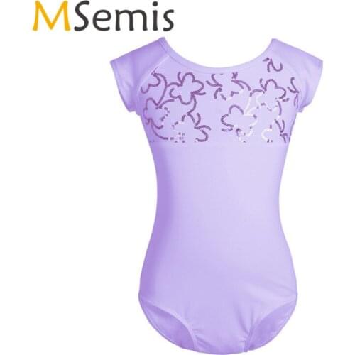 Kids Girls Ballet Dress Gymnastic Swimsuit for Grils Dancing Gymnastics Leotard Sequined Back Ballet Leotard Jumpsuit