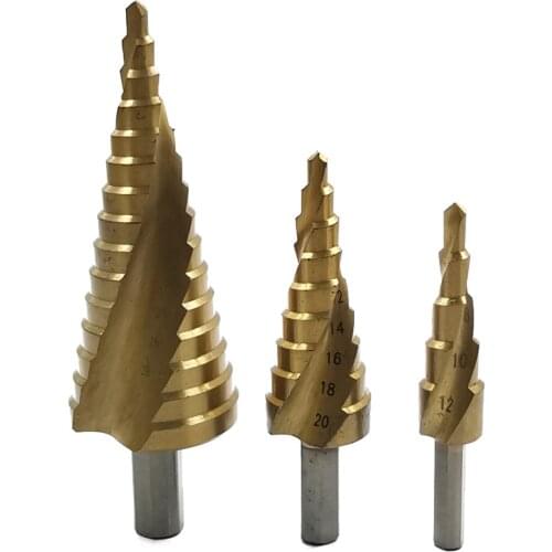 3pcs HSS Titanium Drill Bit 4-12 4-20 4-32 Drilling Power Tools Metal High Speed Steel Wood Hole Cutter Cone Drill Pagoda Drill