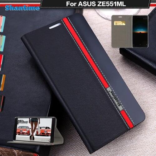 Book Case For Asus Zenfone 2 ZE551ML Luxury PU Leather Wallet Flip Cover For Asus Zenfone 2 ZE551KL 5.5" Silicon Soft Back Cover