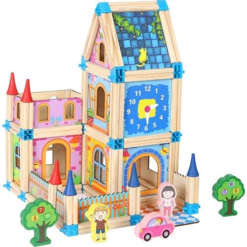 Children DIY Master Architect Ever-changing Building Blocks Wooden Three-dimensional Spelling Model Parent-child Educational Toy