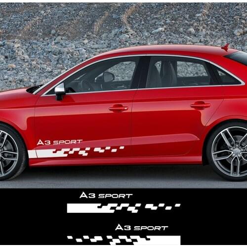 For Audi A1 A2 A3 8P 8V 8L A4 B5 B6 B7 B8 B9 A5 A6 C5 C6 C7 A7 A8 Q2 Q3 Q5 Q7 Q8 TT Car Accessories Car Side Stripe Stickers