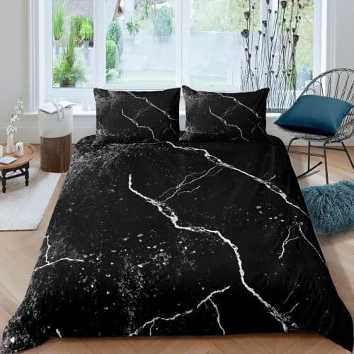 Home Textiles Luxury 3D Black Marble Print Duvet Cover Set 2/3 Pcs Pillowcase Kids Bedding Set AU/EU/UK/US Queen and King Size