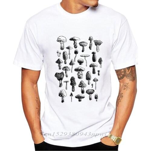 Men Clothing Summer Mushrooms T-Shirt Fungus Botanical Garden Art Print O-neck Tee Shirts Oversize Shirt
