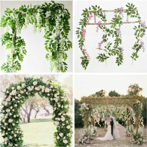 Wisteria Vine Artificial Flowers Silk Garland Arch Wedding Decoration home garden decoration hanging plant wall decor
