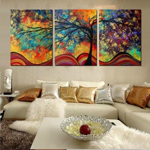Multicolor Tree Impressionism Painting Picture Cuadros Canvas Painting Wall Art Home Decor For Living Room No Frame