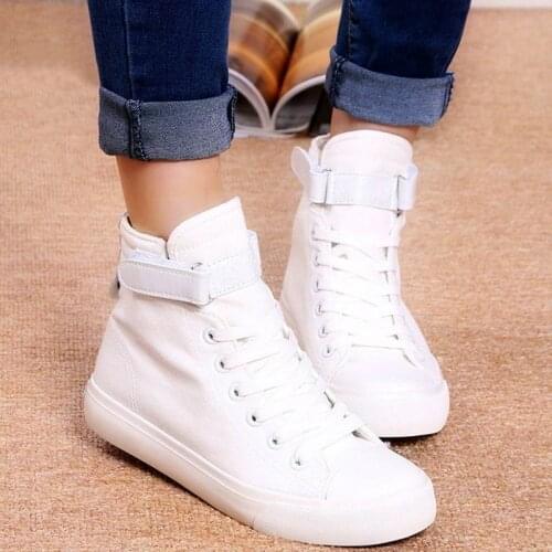 Canvas shoes woman 2021 new fashion breathable women sneakers high help solid color women shoes comfortable flat ladies shoes