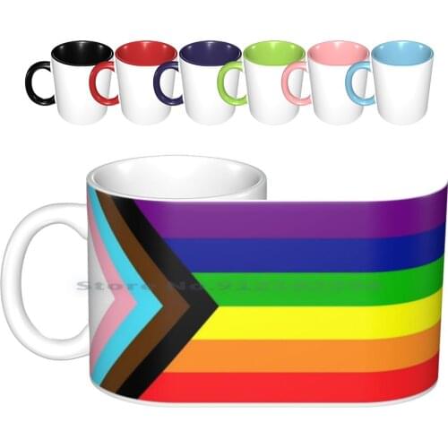 Progressive Rainbow Flag Pride Ceramic Mugs Coffee Cups Milk Tea Mug Lgbtq Lgbt Pride Flag Rainbow Inclusiveness Queer Pride