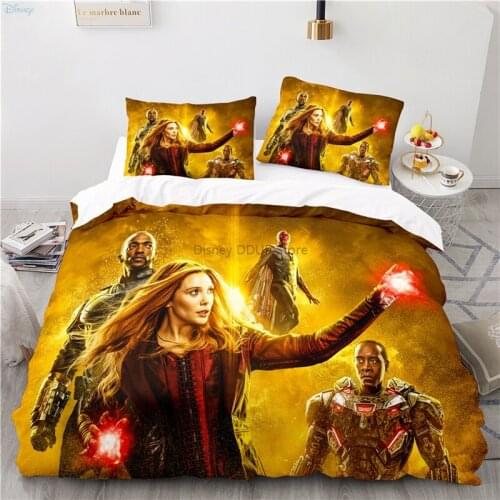Scarlet Witch 3D Cartoon Bedding Set The Avengers Duvet Covers Iron Man Thor Captain America Marvel Bedclothes Queen King Size